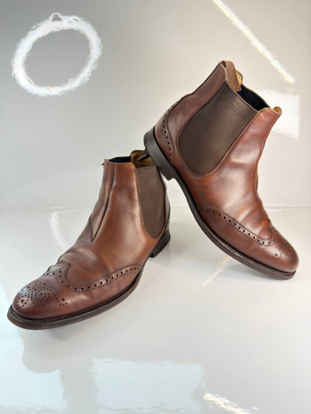 Church’s Custom Made Brown Leather Wingtip Brogue Chelsea Boots - US 7.5 / UK 6.